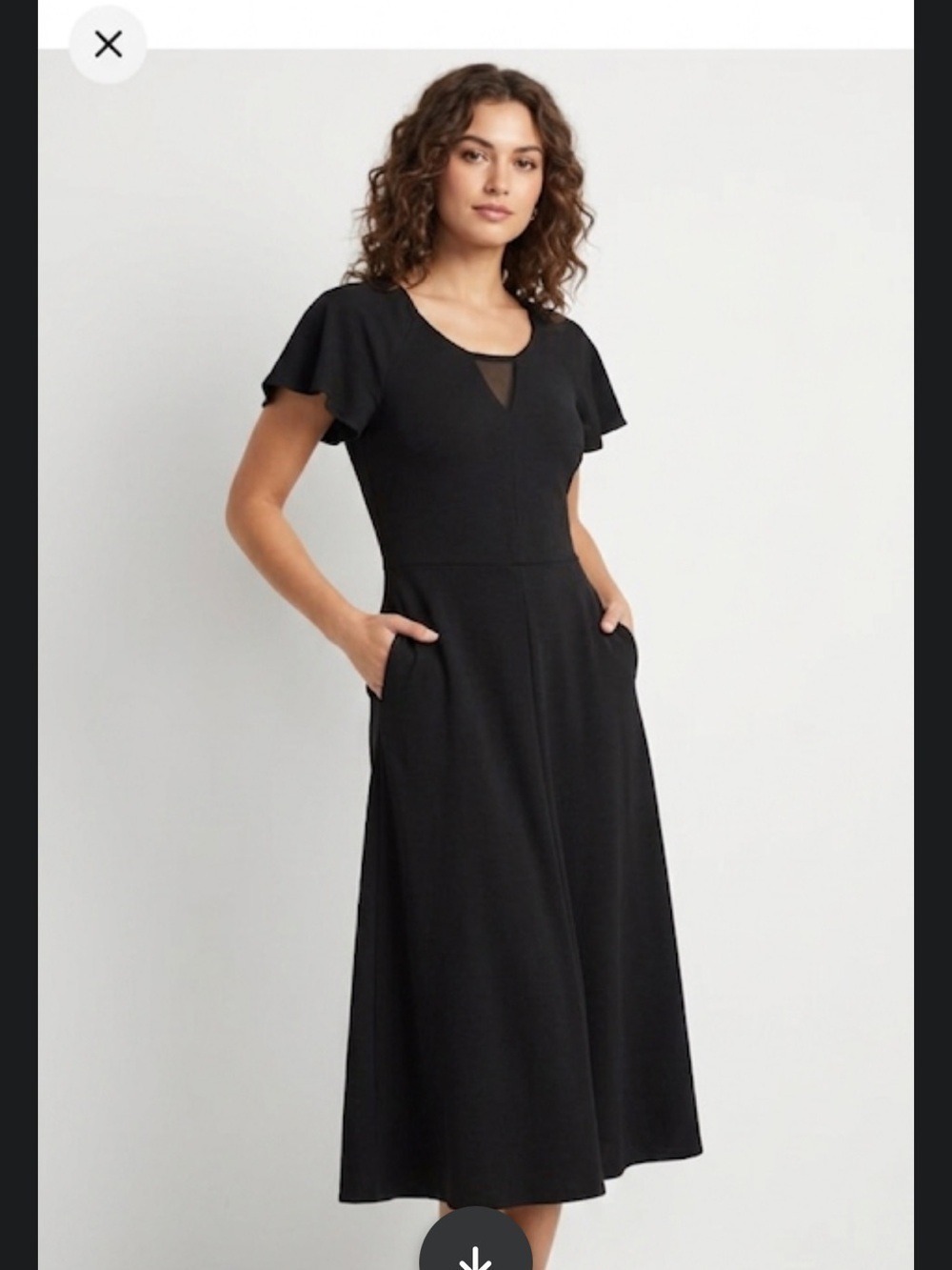 Nine Britton Black Flutter Sleeve Midi Dress with Pockets Size Small NWT